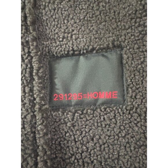 291295 = Homme Hooded Leather Shearling Coat Jacket  size F 44" made in Japan - Picture 2 of 9